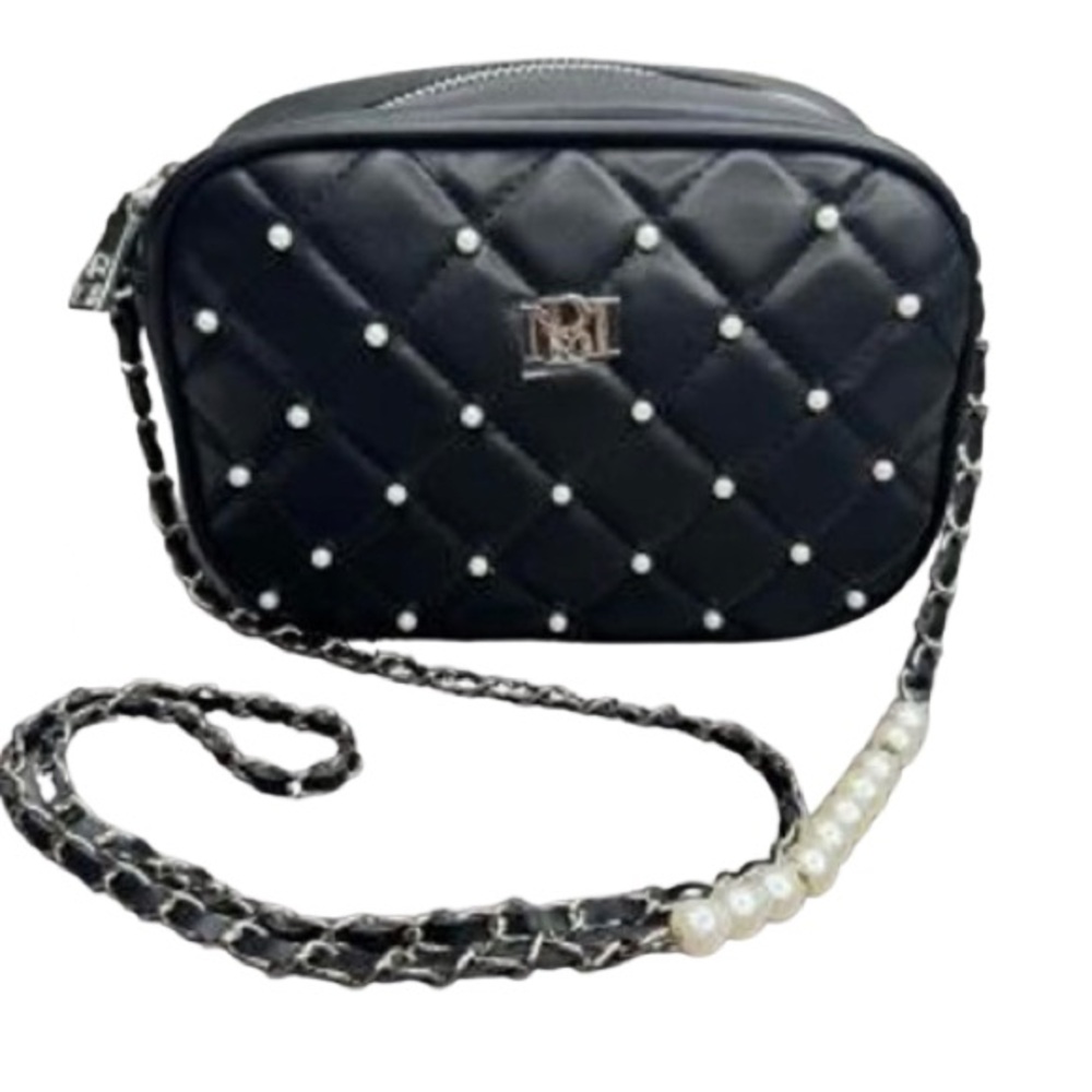 Badgley Mischka Black Quilted Camera Bag with Chain Strap NWT